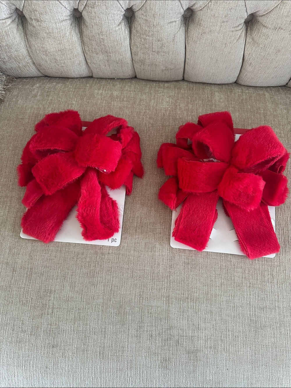NWT - Celebrate It Bright Red Plush Holiday Bow with Clip - Set of 2